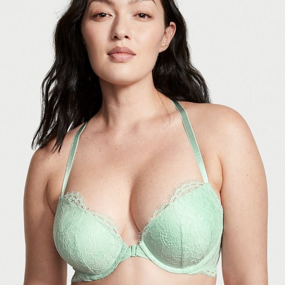 VS 36B NWT Very Sexy Front Close Lace Shine Strap Push-Up Bra